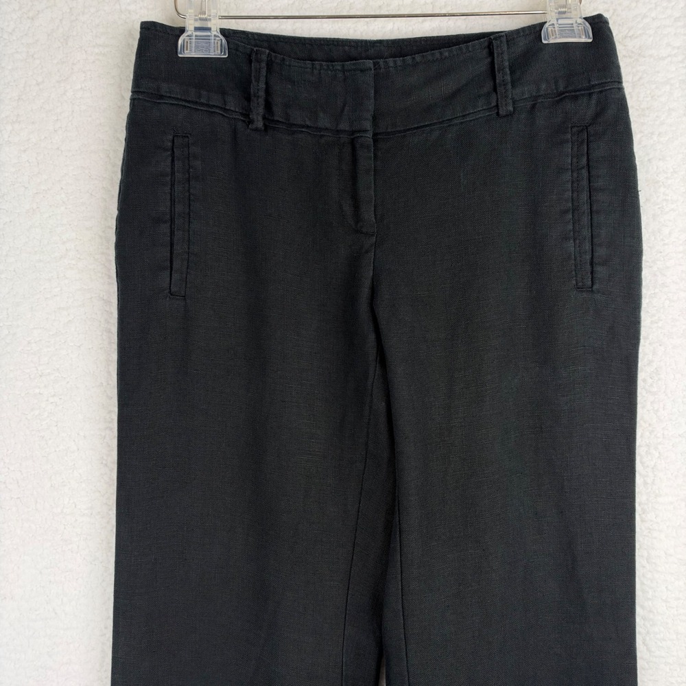Ann Taylor LOFT Marisa Trouser Pants Black 100% Linen Wide Leg Womens Size 0